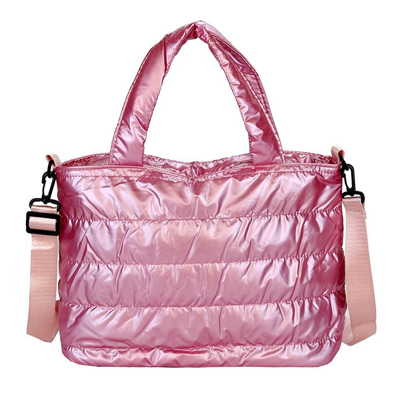 

New Korean version rhombus portable cloud bag soft pleated bag women s bag Mori girl sense niche design cotton clothing bag рожевий