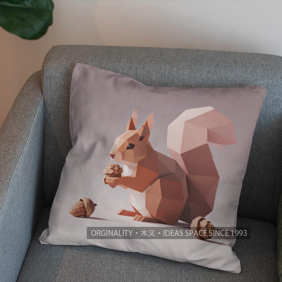 2D Geometric Squirrel Pattern Throw Pillow Cover Pattern Cushion Cover Suitable For Sofa Bedroom Car Pillow Cover