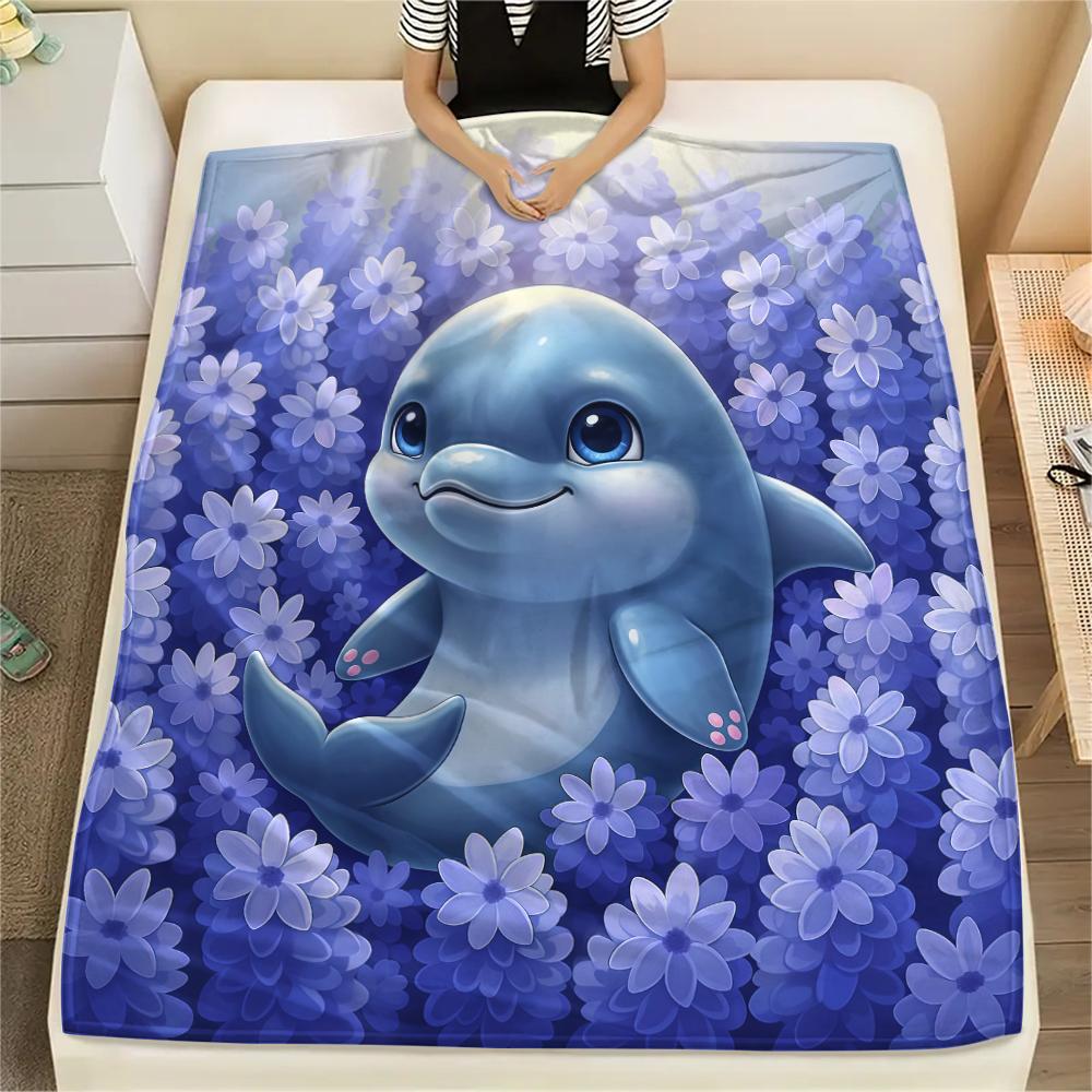 1 Adet Karikatür Baskılı Flanel Battaniye, Yüksek Kalite, Her Mevsim İçin Rahat, Ev Dekorasyonu, Sıcaklık ve Konfor, Noel Doğum Günü Hediyesi İçin Mükemmel