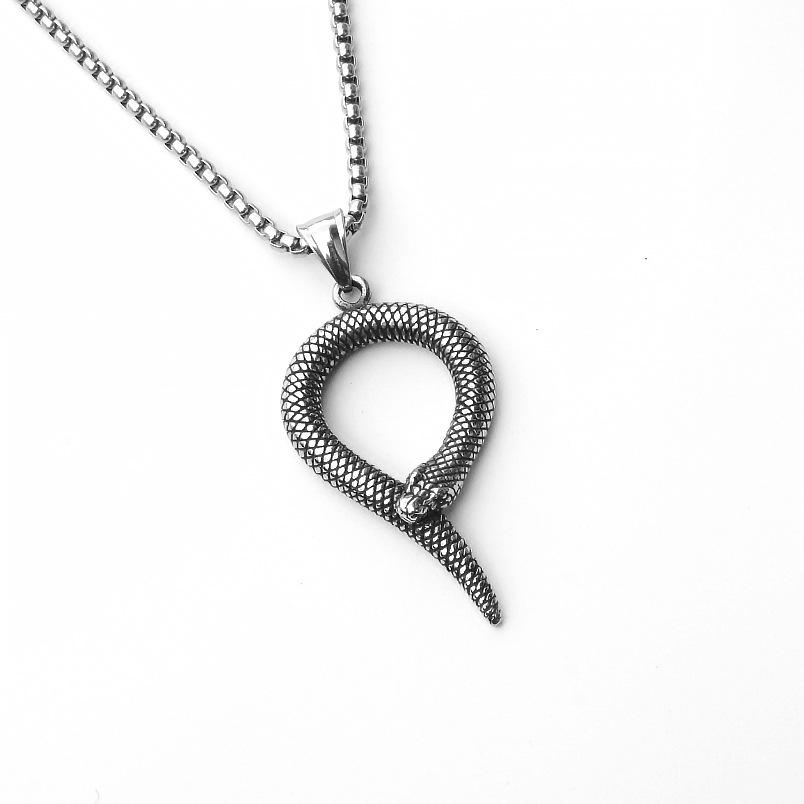 Hip-Hop Zodiac Year of the Snake Pendant: Cobra King Necklace for Men & Women - Stainless Steel Animal Jewelry