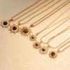 Retro Sunflower Tiger's Eye Choker: Stainless Steel Eight-Pointed Star Necklace