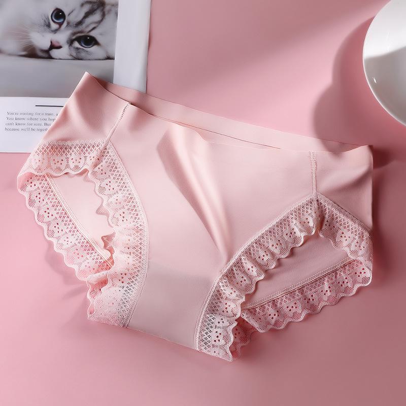 

Женские трусики больших размеров с низкой посадкой, сексуальное кружевное нижнее белье, дышащие женские трусы из ледяного шелка L