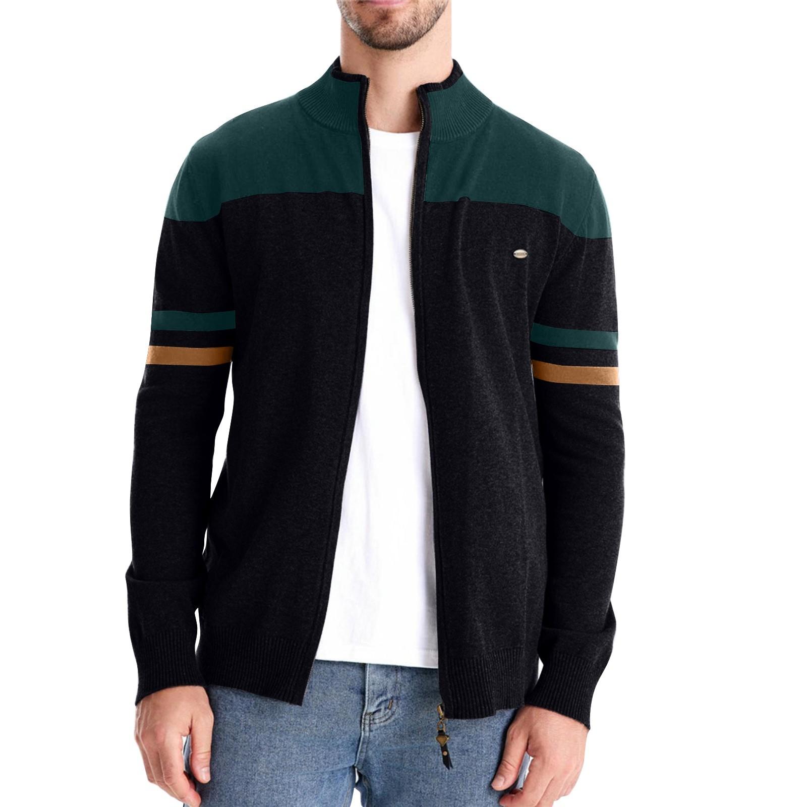 

Чоловічий зимовий кольоровий топ з коміром-стійкою на блискавці, приталеного крою, з довгим рукавом XXL