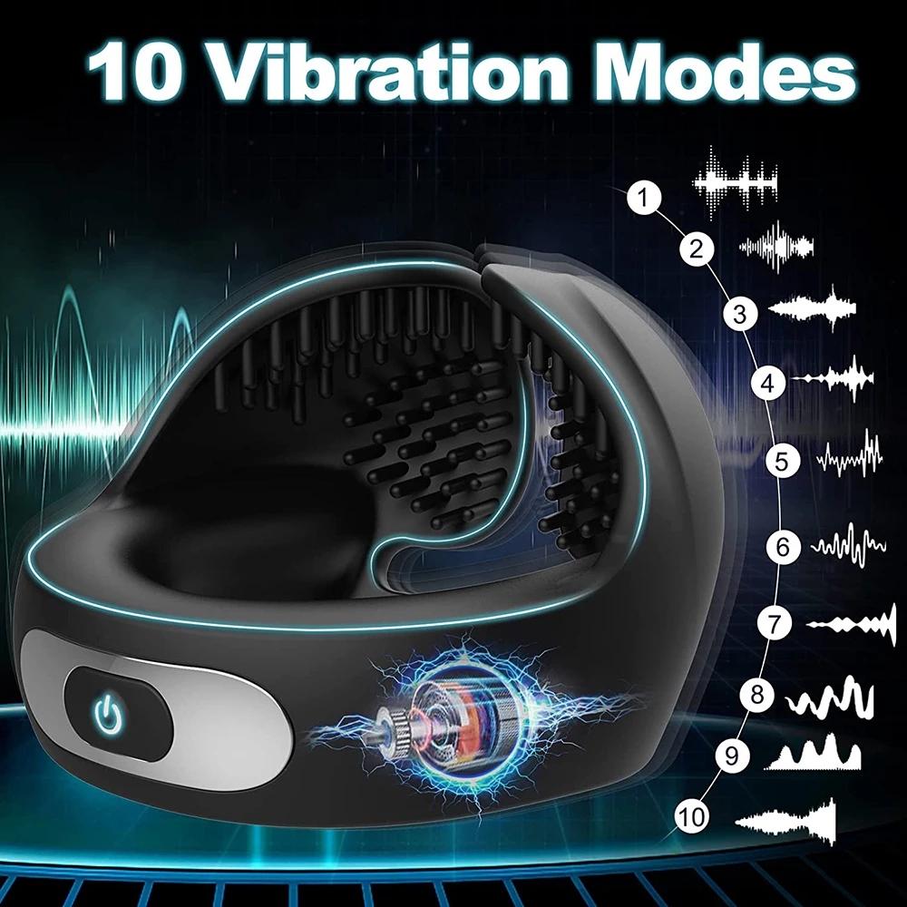 Vibrating Cock Ring Cockring Sex Toy for Men Couple Delay Ejaculation Chastity Testicles Massager Penis Vibrator
