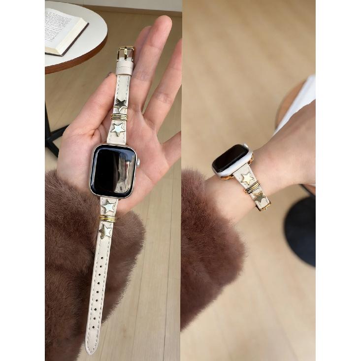 

New Gold Leather loop For Apple Watch band women 11/10/9/8/7/6/5/4/3/2/1 SE 38mm 40mm 41mm 42mm 44mm 45mm 46mm 49mm Strap 38mm40mm41mm