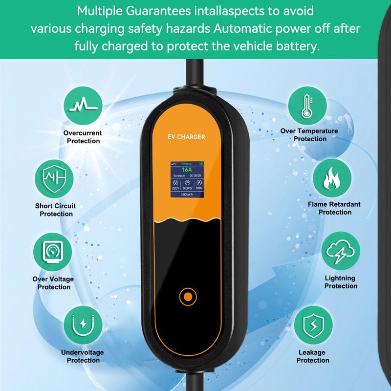 JDMEX 3.5KW Portable EV Charger Type1 Car Charger 16A Fast Charging Type 1 SAE J1772 EVSE Wallbox 3.5M for Electric Vehicle