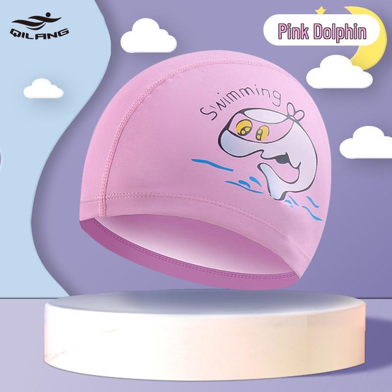 Kids' Cartoon Swim Cap with Waterproof Ear Protection & High Elasticity - Comfortable PU Cap for Boys & Girls, Customizable Logo Available.