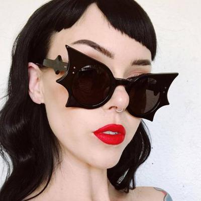 Óculos de Sol Femininos Formato de Morcego Estilo Punk Hip Hop Óculos de Sol de Halloween para Homens Mulheres Alta Qualidade Masculino Feminino Óculos de Sol