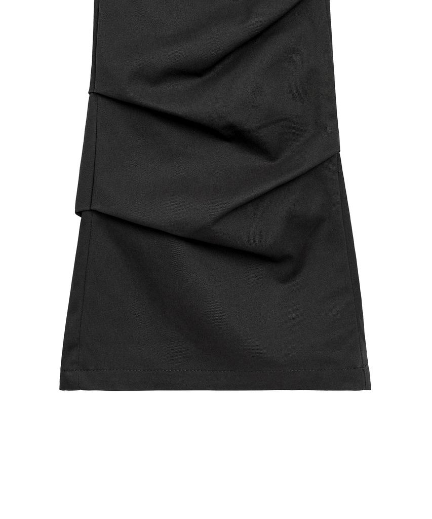 Pepeulli Shirring Boots Cut Cotton Pants (Black)