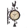 European Double-Sided Silent Rooster Wall Clock - Wrought Iron Living Room Décor