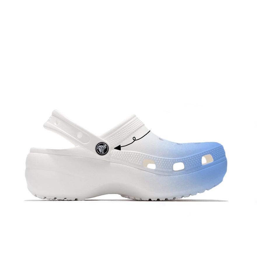 Crocs Classic Platform Clog Hello Lanya Beach Girl Campus Style EVA Hole Shoes Unisex White and Blue