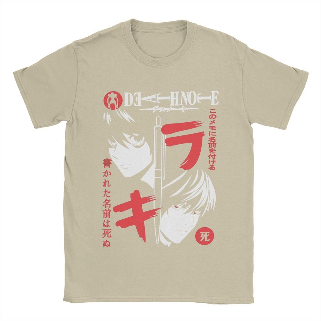 Men T-Shirts Deaths Notes Casual 100% Cotton Tees Short Sleeve L Lawliet Yagami Light T Shirts Round Neck Clothes 4XL 5XL 6XL