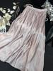 Pearlescent luster yarn pleated pleated skirt summer women medium and long hanging high waist a word 2025 new