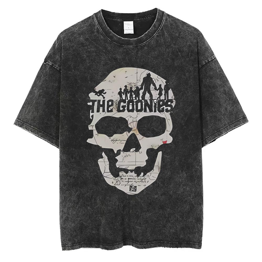 Classic Funny Movie The Goonies Never Say Die Vintage Washed T Shirt Best Famous Skeleton Graphic T-shirt Oversized Tshirt Unisex