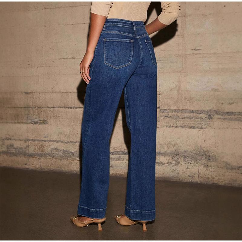 High Waisted Straight Leg Jeans Women's Clothing 2025 Spring New Item Slim and Wide Leg Retro Style Pants