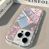 Pink Cherry Blossom Floral Back Mirror Phone Case For iPhone 17 16 15 Pro 14 13 12 11 Pro Max 7 8 Plus 17 Air X XR XS Soft Cover