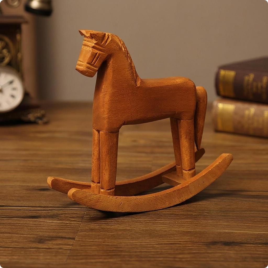 AntiqueStyle Wooden Rocking Horse | Rustic, Figurine, for Tabletop