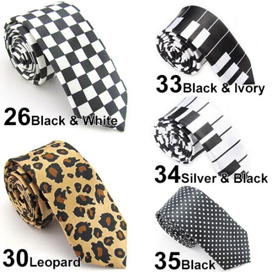 Casual Patterns Printed Smooth Necktie Gift Narrow Plaid Stripe Leopard Tie