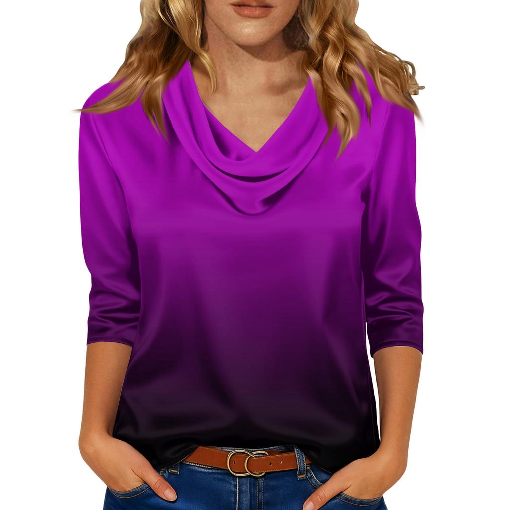 Kadınlar İçin Şık 3/4 Uzun Kollu Gömlekler İş Günlük Kıyafet Üstleri