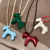 Enamel Coated Horse Charm Necklace Corrosion Resistant Copper Adjustable Neckchain Wear For Everyday Fashion Accent