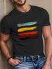 American Unisexs Summer Colorful Striped Print Soft And Breathable Round Neck Tshirt Outdoor Urban Casual Top