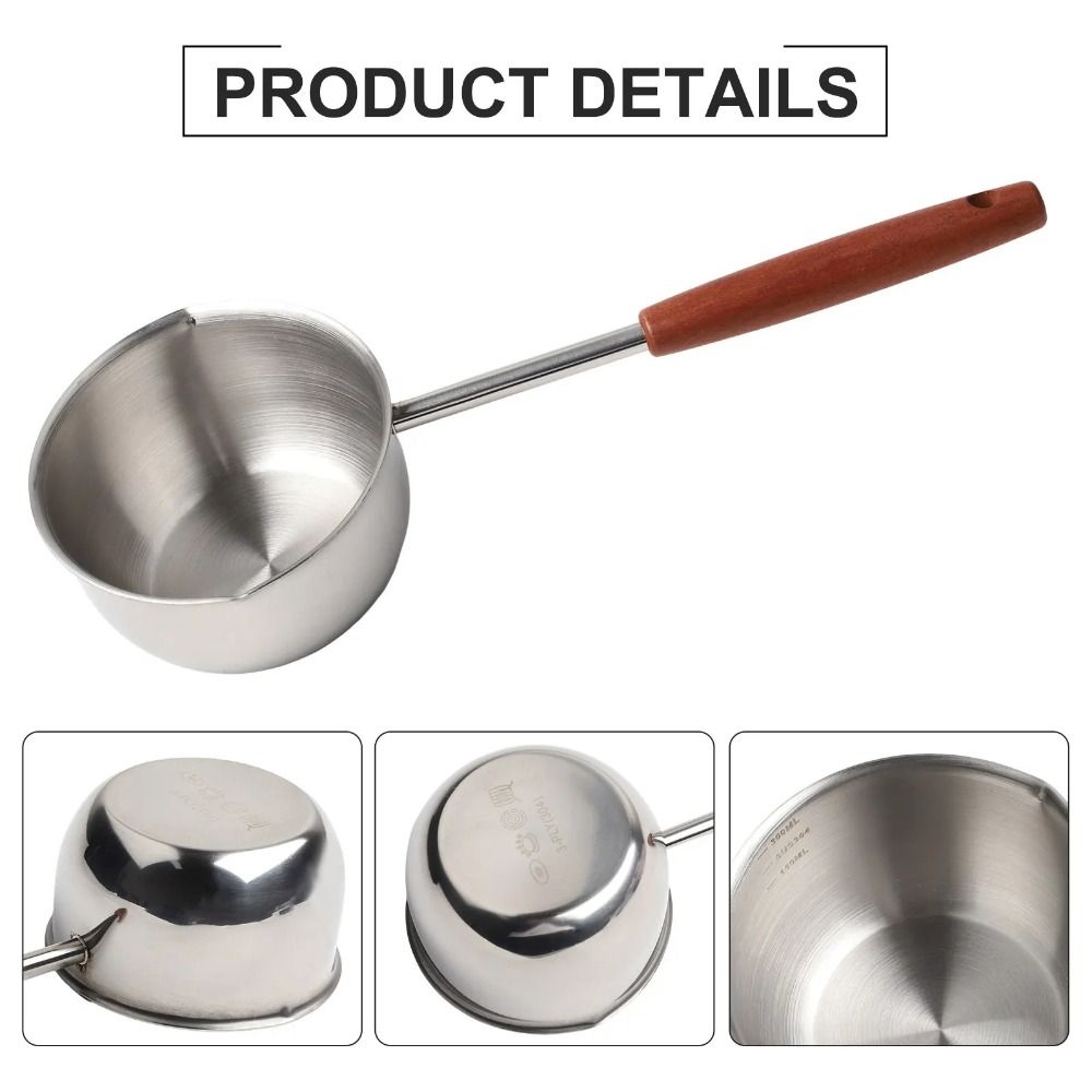 Stainless Steel Mini Butter Warmer 300ml/500ml Oil Pouring Spoon Hot Oil Pan Cooking Tools