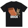 Funny Cat Throwing Brick Meme Graphic T-shirt Men Women Fashion Humor T Shirts Harajuku Cotton Casual Summer T Shirt Streetwear
