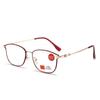 Cross Mirror Explosion Purple Silver Color-Changing Anti-Blue Light Elderly Glasses Fashionable Square Hollow Women'S Reading Glasses