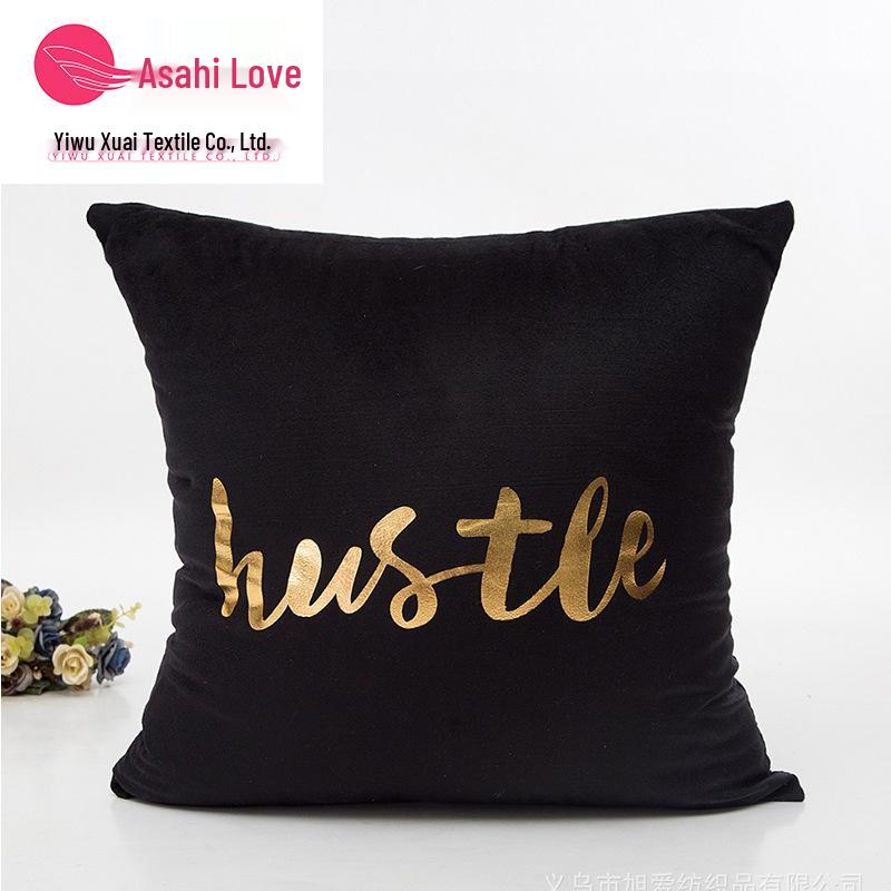 

Trendy Black Pillow Cover with Gold Foil English Letters 45x45cm (without insert)
