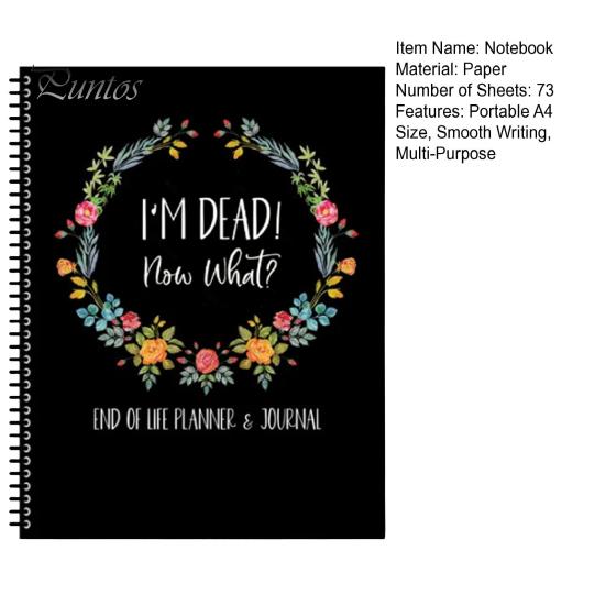 End of Life-Planer-Notizbuch, A4-Größe, 73 Blatt, dickes Papier, kompaktes, leichtes, spiralgebundenes Death-Binder-Kit