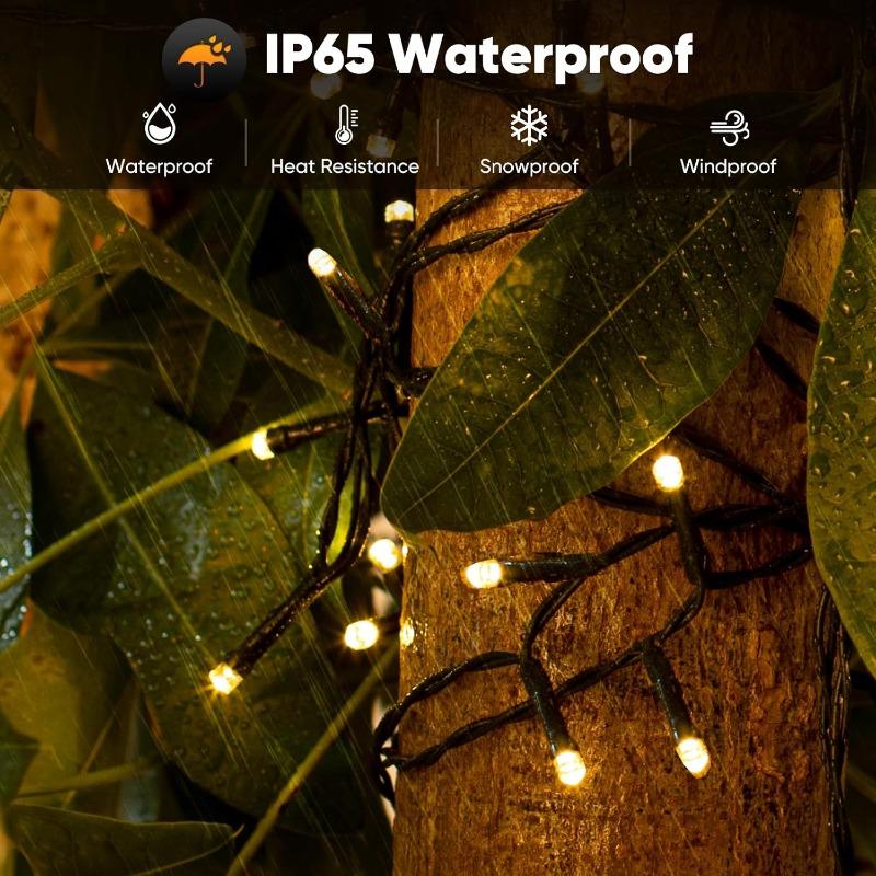 Solarne Lampki Sznurkowe Zewnętrzne Wodoodporne, LED-owe Solarne Lampki Świąteczne z 8 Trybami Oświetlenia, Zasilane Solarnie Oświetlenie Drzewka na Zewnątrz na Patio, Podwórko, Ogród