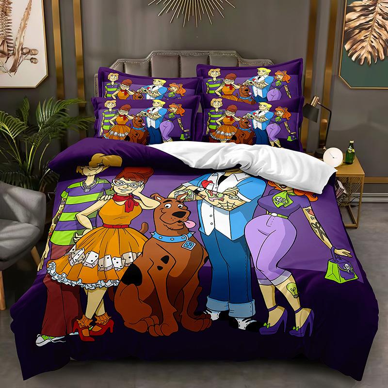 Scooby Doo Dog Quilt Cover Home Textiles Bedding Three-Piece Set, Kit Pillowcase