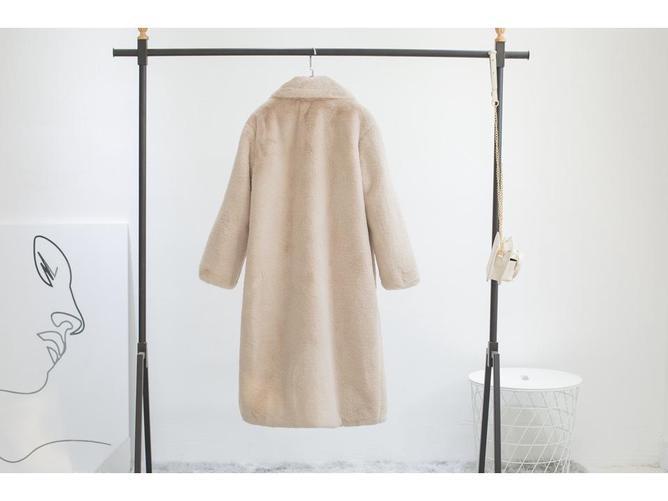 2024 Extra Long Plus Size Women's Faux Rabbit Fur Coat - Warm Winter Outerwear