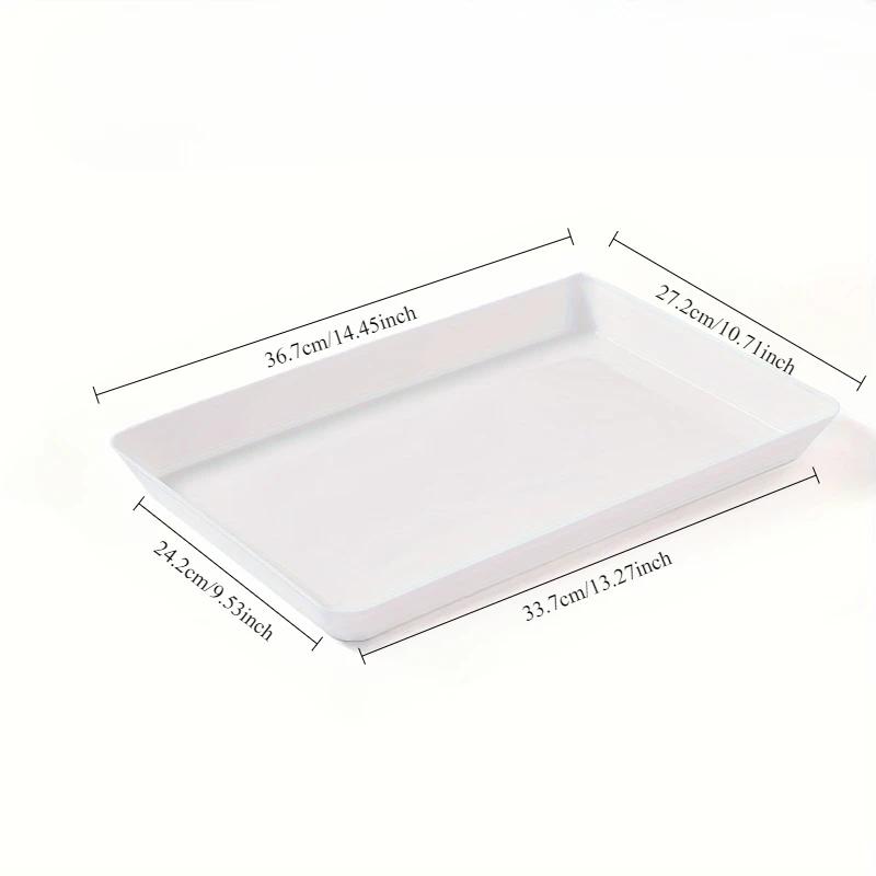 Thin rectangular tray, white dining tray, plastic food tray
