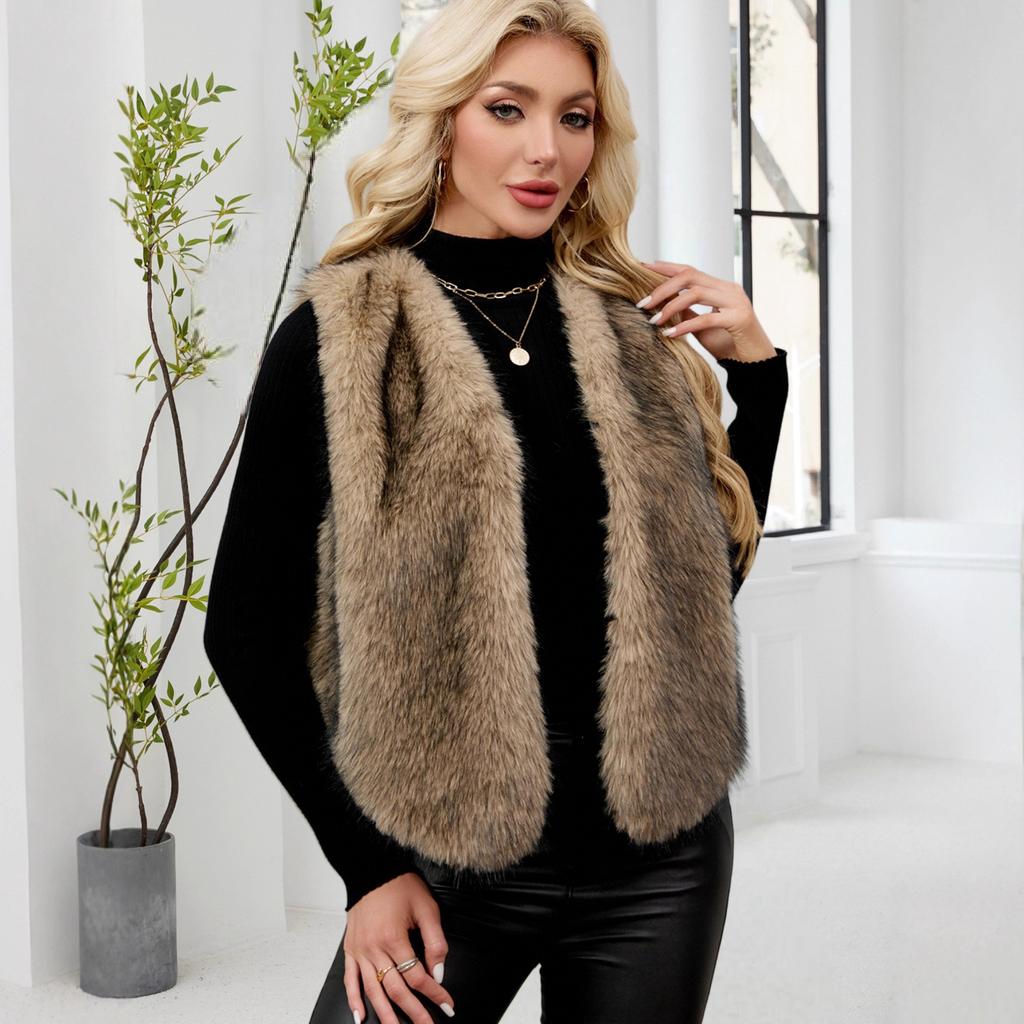 Autumn/Winter Artificial Fur Vest Medium to Long