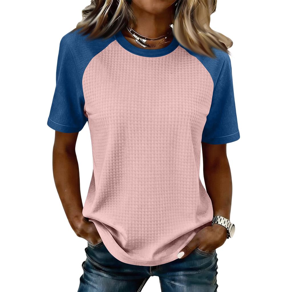 Women’s Casual Lightweight Knit Raglan Sleeve Crew Neck Top Plus Size Loose Fit Retro Style Shirt