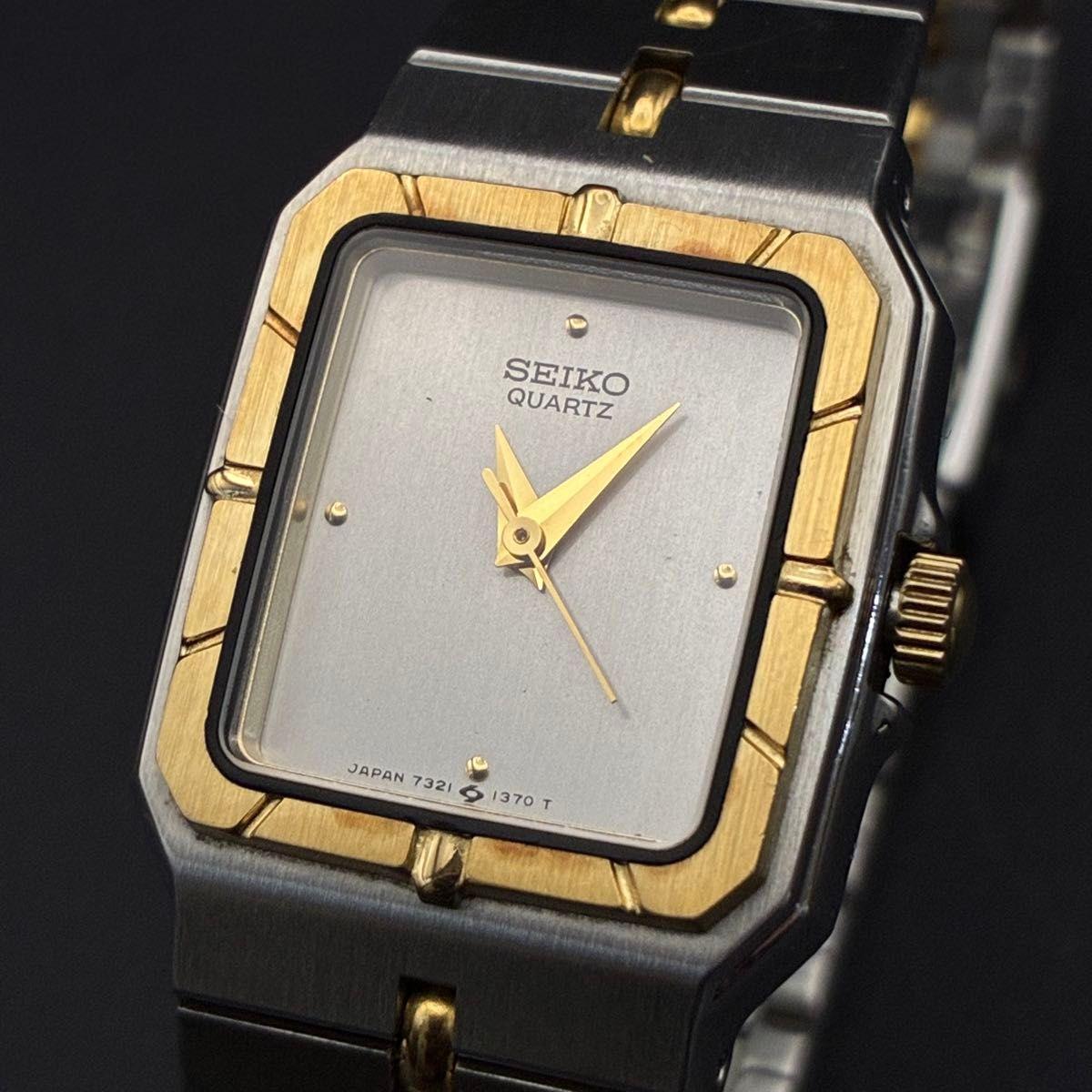 Used [In operation] SEIKO Quartz Ladies Vintage Battery New Square