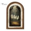 Cute Ghost Arch Shaped Sign Halloween Wall Decor, Table Sign, Vintage Framed Fall Season Decorative Accent Picture, Art for Mantel Living Room Bedroom