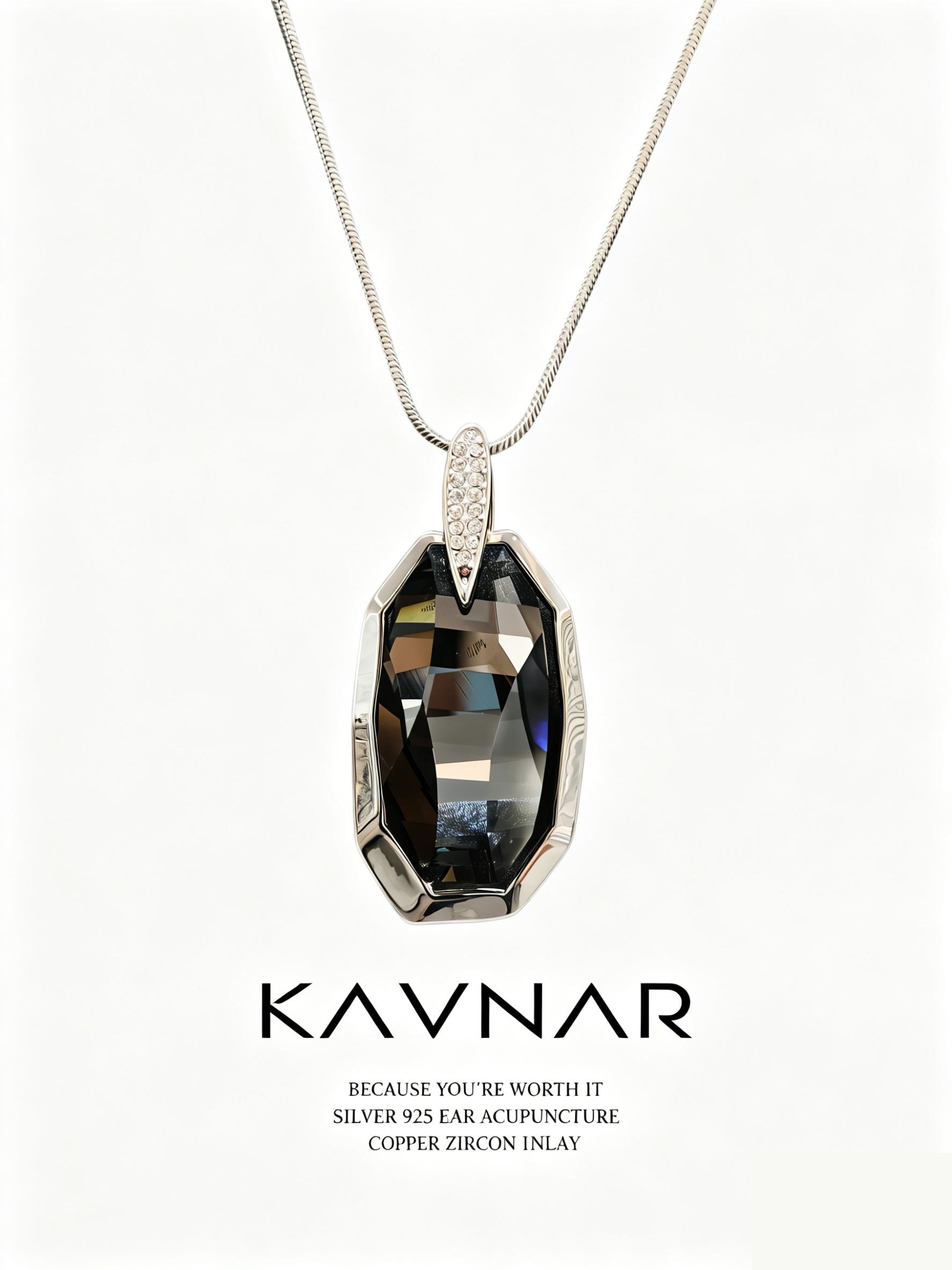 KAVNAR Trendy Necklace Silver Plated Inlaid Cubic Zirconia Crystal Fashion Jewelry for Women Daily Wear Party