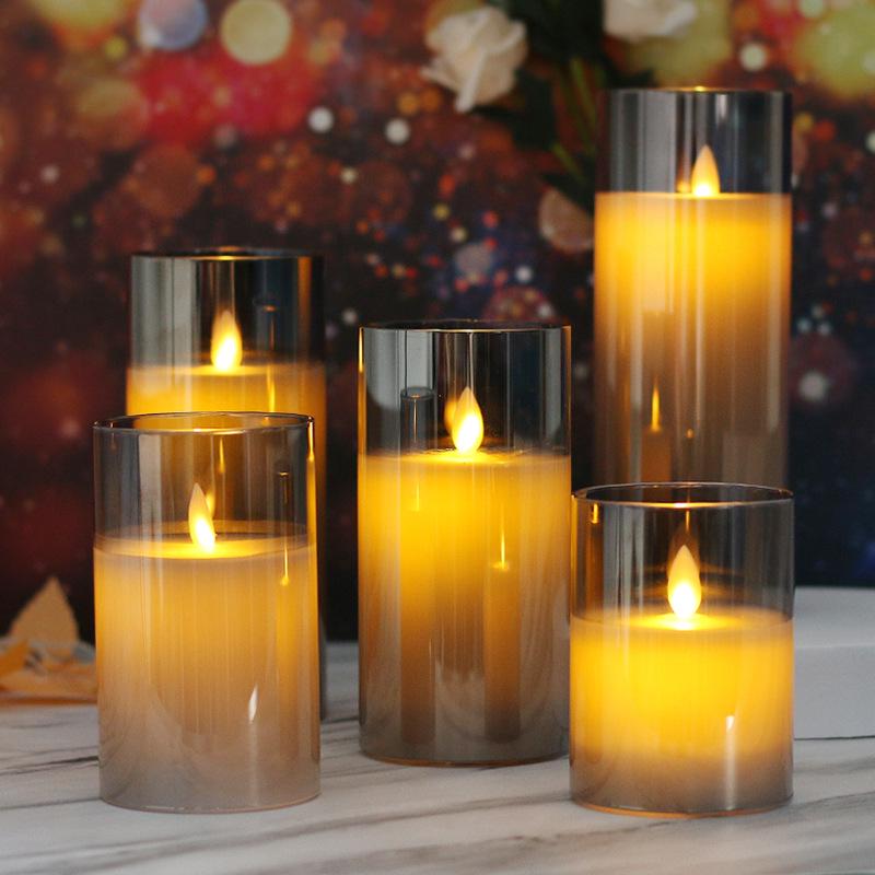 LED Simulated Swinging Glass Candle Holder for Christmas, Birthday Parties, Weddings, and Decor Atmosphere.