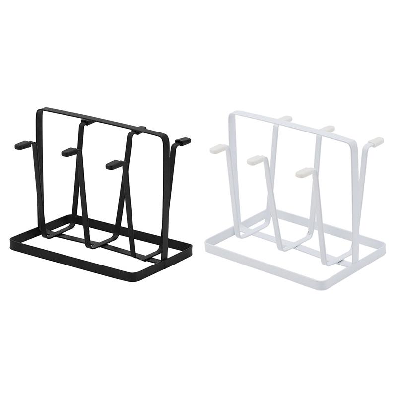 Steel Bottle Cup Hanging Drying Rack 6 Hook Organizer For Drinking Glass Containers With Protective Rubber Ends Hooks