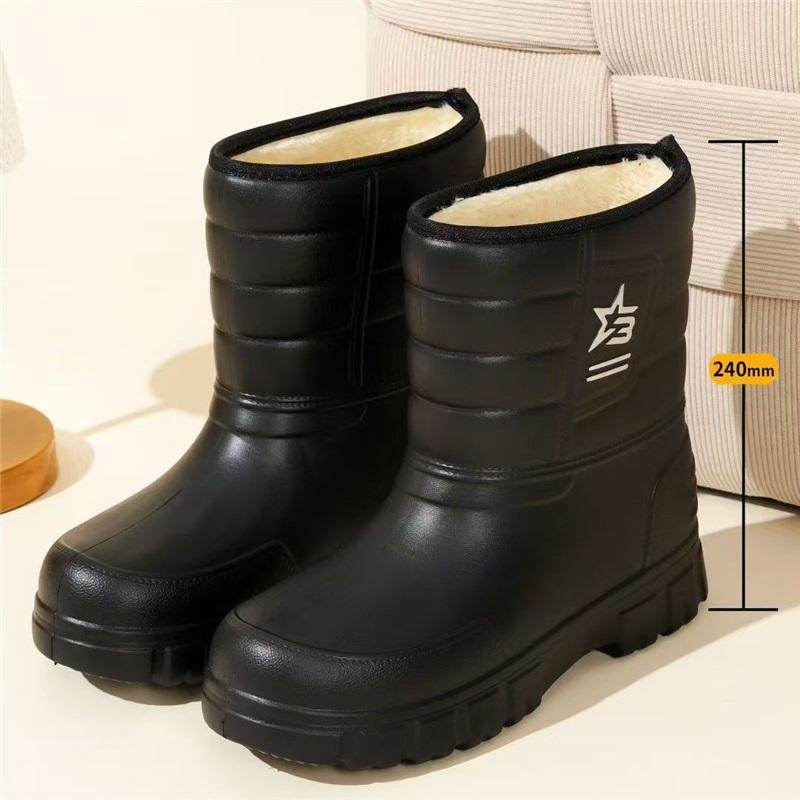 

Men s Lightweight High Top Fleece Snow Boots Warm Rain Boots Cotton Shoes 45
