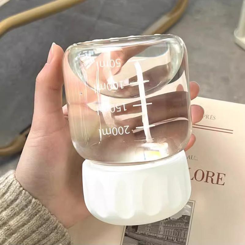 300ml Hoge Borosilicaatglas Waterbeker Transparant Met Schaal Mini Dikke Beker Draagbare Sapmok Drinkcontainer Reizen Thuis Cadeau