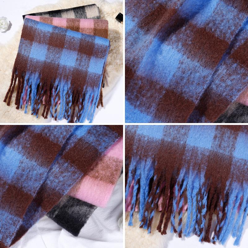 Mohair-Schal Koreanischer Stil Herbst und Winter karierter Schal Imitation Kaschmir warmer Schal Paar vielseitiger Schal