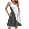 Women's Summer Fashion Casual V-neck Fold Splicing Polka Dot, Color Block Splicing Print Sleeveless Pocket Vest Dress