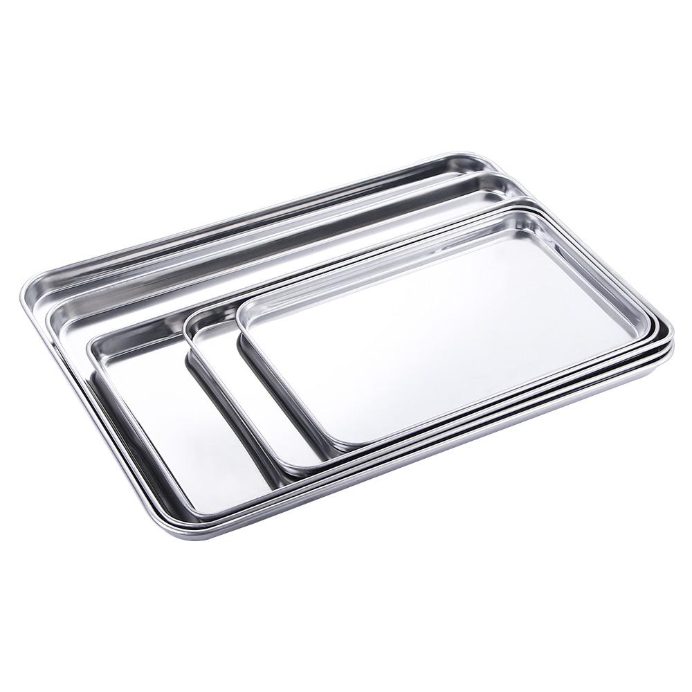 Stainless Steel Anti-rust Fruit Plate Rectangle Baking Tray Loaf Pan Cake Dish Cookie Sheets