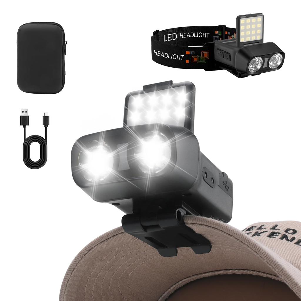 DAI NING Headlight Cap High 900 5 Lighting IPX4 Equipped with Stepless Angle Head For Power Hat Storage Box Included Light, Brightness, Rechargeable,