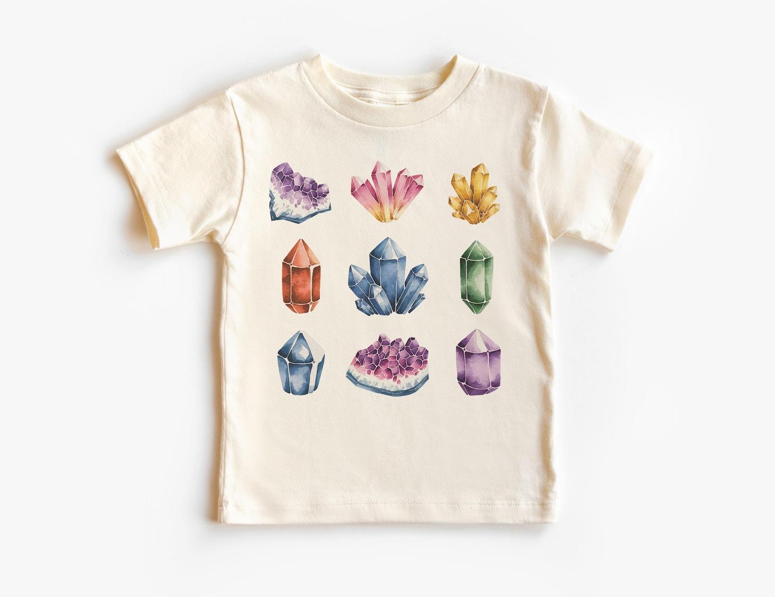 Retro Gems And Crystals Doodle Girls Unisex Tee - Future Gem Rock Collector - Metaphysical Hippie Gift - Natural Boho Unisex, Youth Tee 150