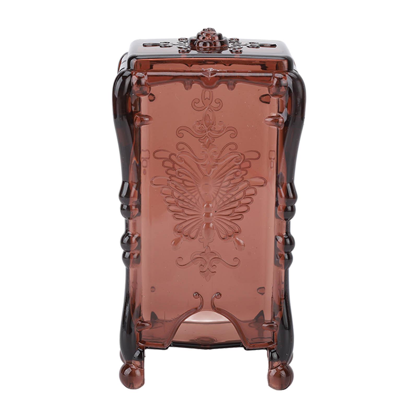 

Cotton Pad Holder Storage Box Container Butterfly Rose Flower with Cover for Home Translucent Coffee