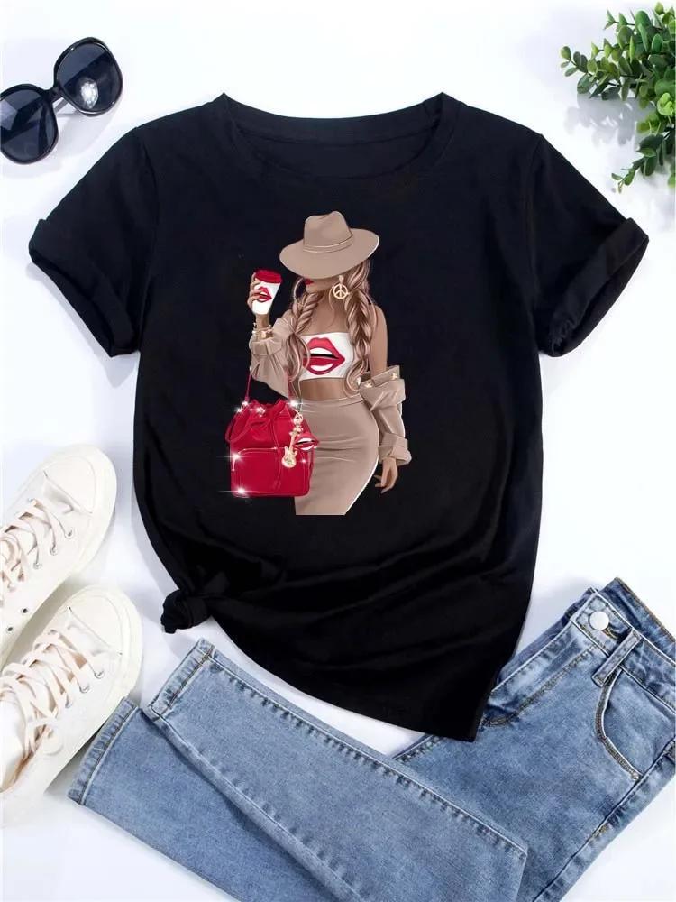 Women T-Shirt Harajuku Streetwear Short Sleeves Female Clothes Tops Tees Printed Female Tshirt Women Fashion Graphic